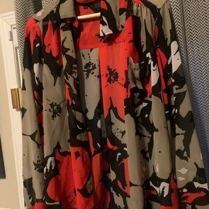 Guess Los Angeles Designer Floral Sheer Shirt